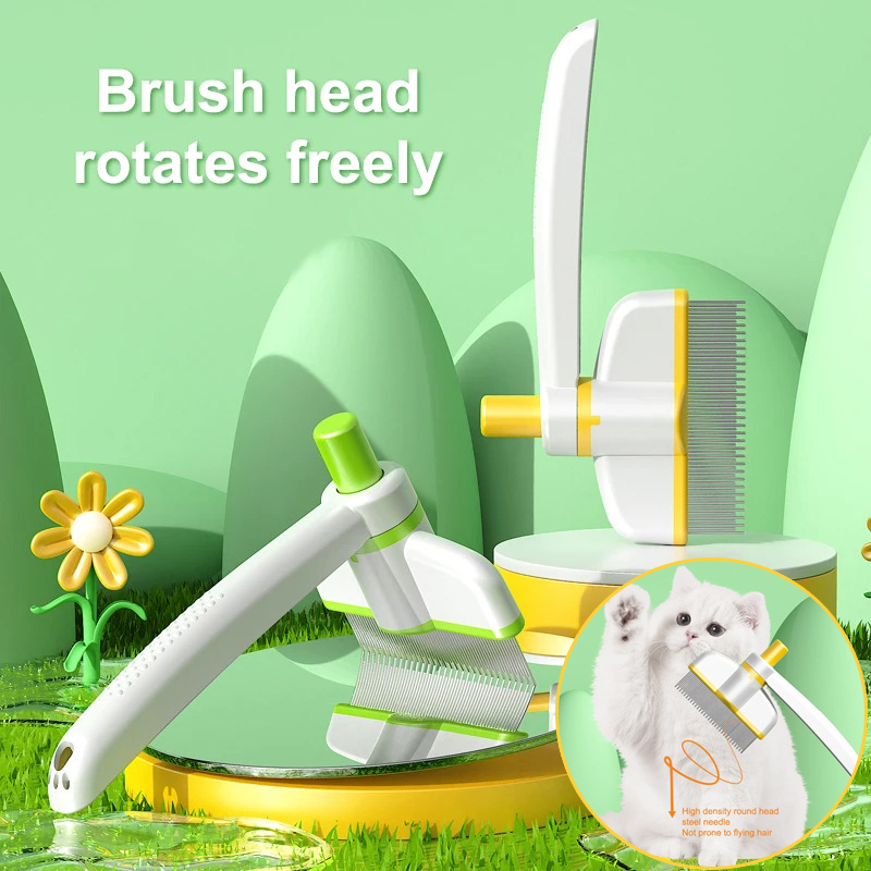 Self-Cleaning Pet Grooming Comb for Cats & Dogs – Flea & Hair Removal