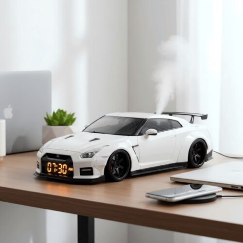 Supercar Alarm Clock with Realistic Engine Sound, LED Headlights & Racing Car Design