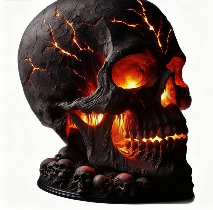 Halloween Lava Stone Skull Lamp Skull Desk Lamp With Spooky Led Light For Halloween Party Mantel Decoration Unique Room Accent - Image 7