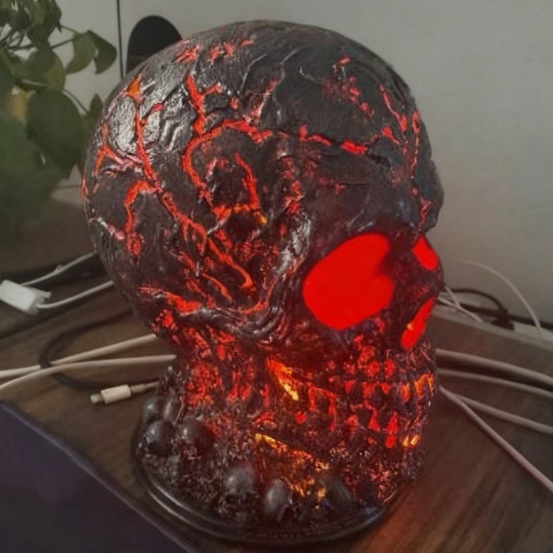 Halloween Lava Stone Skull Lamp Skull Desk Lamp With Spooky Led Light For Halloween Party Mantel Decoration Unique Room Accent - Image 5