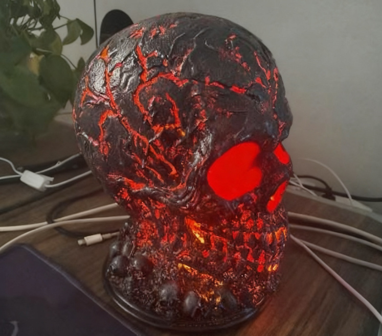 Halloween Lava Stone Skull Lamp Skull Desk Lamp With Spooky Led Light For Halloween Party Mantel Decoration Unique Room Accent - Image 3