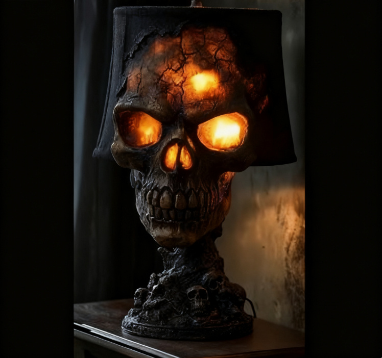 Halloween Lava Stone Skull Lamp Skull Desk Lamp With Spooky Led Light For Halloween Party Mantel Decoration Unique Room Accent - Image 2